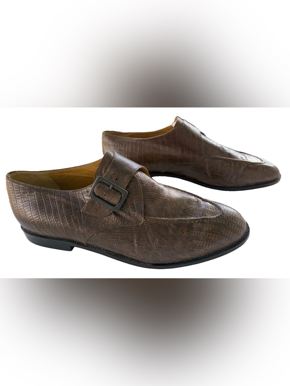 GIANNI PACI Italy Croc Leather Monk Strap Shoes 8 N Eclectic Grandpa Loafer 38.5